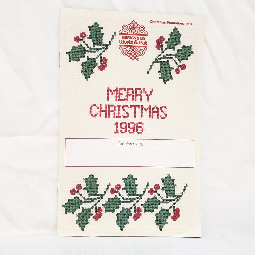 Merry Christmas 1996 Cross Stitch Leaflet Gloria & Pat Love Hope Peace Joy House